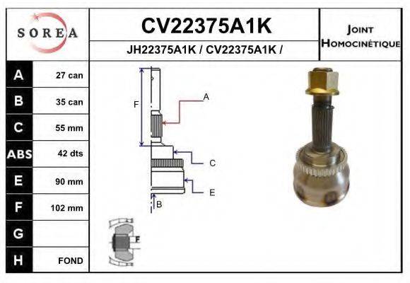 EAI CV22375A1K Шарнірний комплект, приводний вал