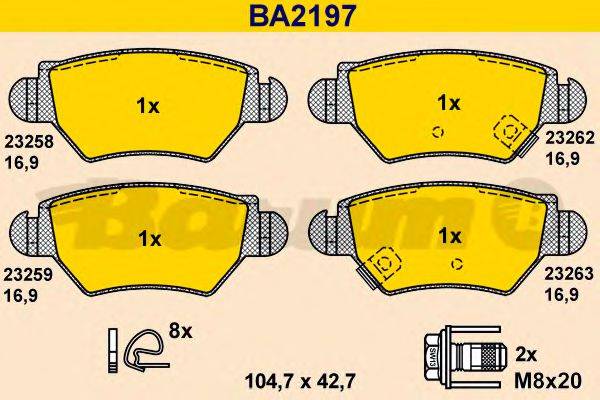 BARUM BA2197 Комплект гальмівних колодок, дискове гальмо