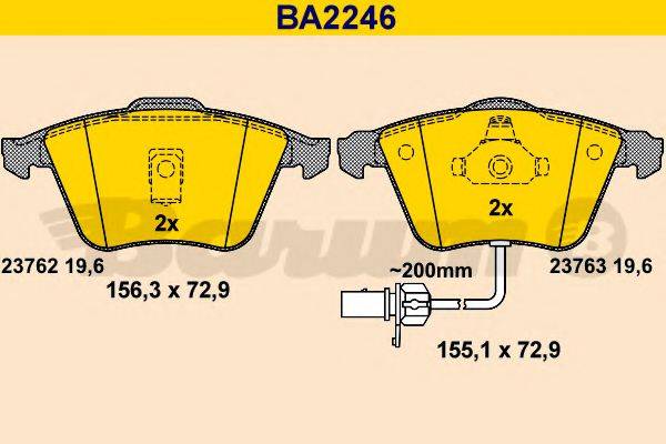 BARUM BA2246 Комплект гальмівних колодок, дискове гальмо