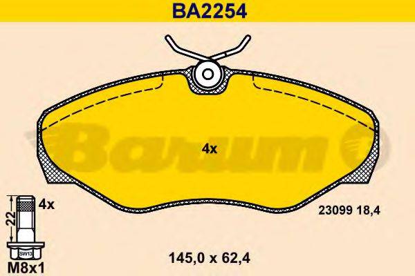 BARUM BA2254 Комплект гальмівних колодок, дискове гальмо