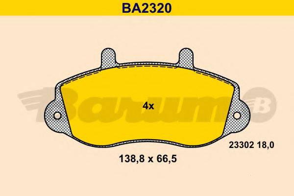 BARUM BA2320 Комплект гальмівних колодок, дискове гальмо