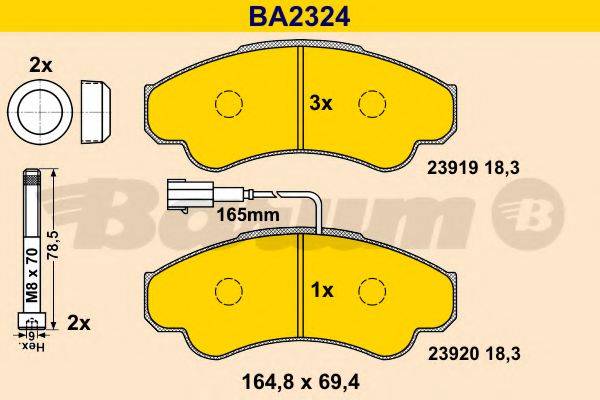 BARUM BA2324 Комплект гальмівних колодок, дискове гальмо