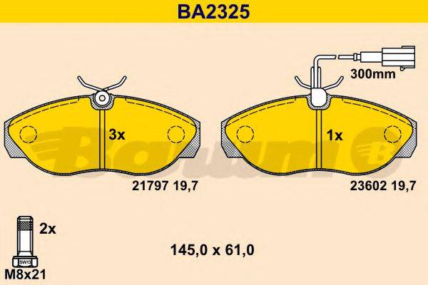 BARUM BA2325 Комплект гальмівних колодок, дискове гальмо