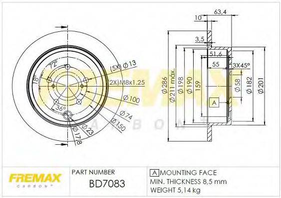 FREMAX BD7083 гальмівний диск