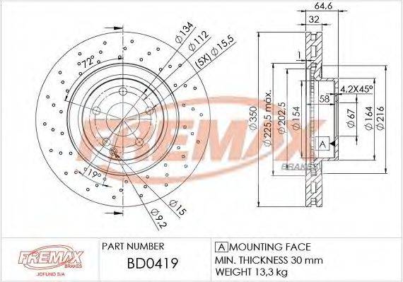 FREMAX BD0419 гальмівний диск