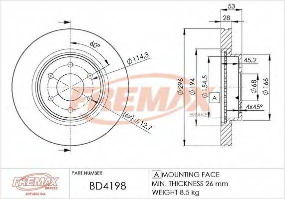 FREMAX BD4198 гальмівний диск