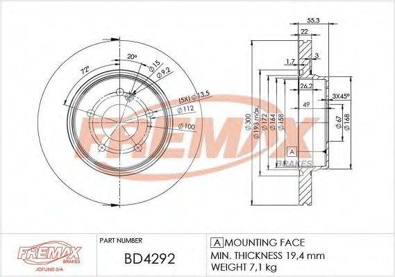 FREMAX BD4292 гальмівний диск