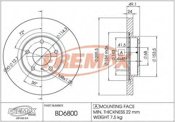 FREMAX BD6800 гальмівний диск