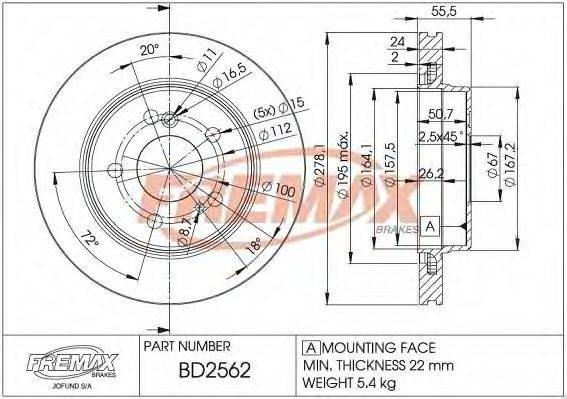 FREMAX BD2562 гальмівний диск