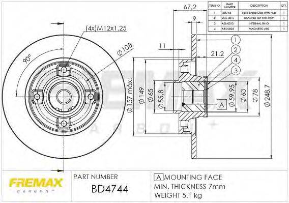 FREMAX BD4744 гальмівний диск