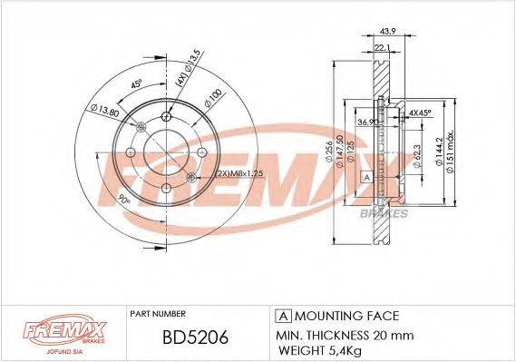 FREMAX BD5206 гальмівний диск