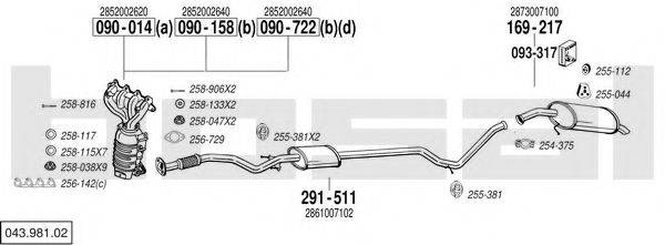 BOSAL 04398102 Система випуску ОГ