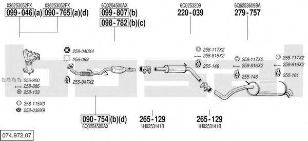 BOSAL 07497207 Система випуску ОГ