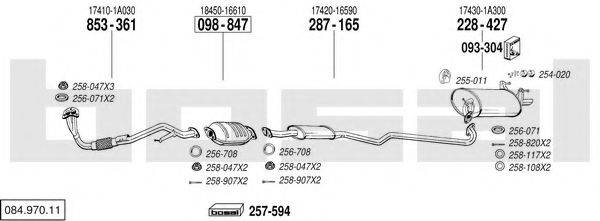 BOSAL 08497011 Система випуску ОГ