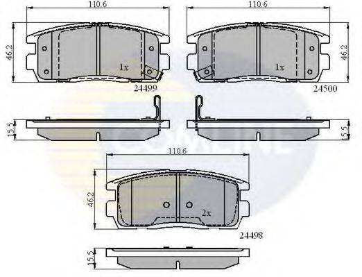 COMLINE CBP31580 Комплект гальмівних колодок, дискове гальмо