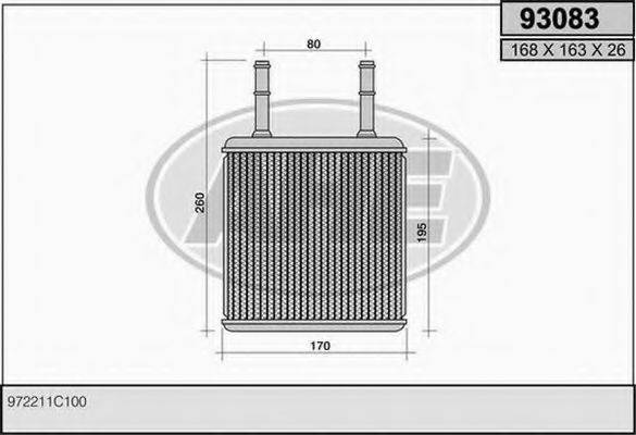 AHE 93083 Теплообмінник, опалення салону