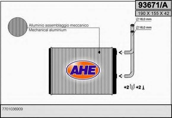 AHE 93671A Теплообмінник, опалення салону