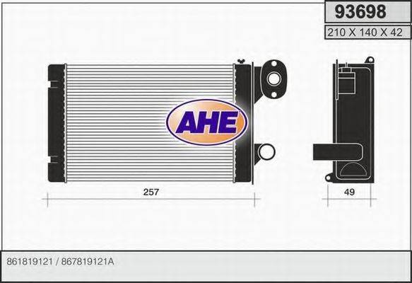 AHE 93698 Теплообмінник, опалення салону