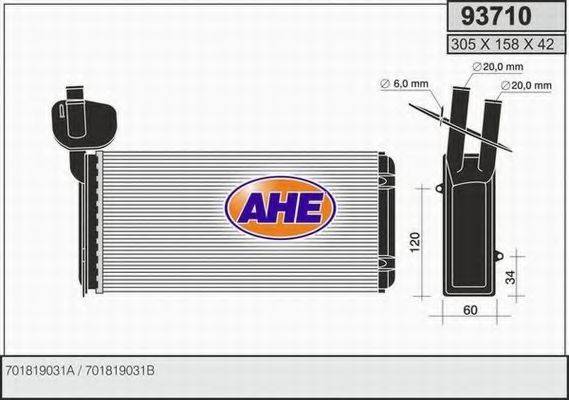 AHE 93710 Теплообмінник, опалення салону