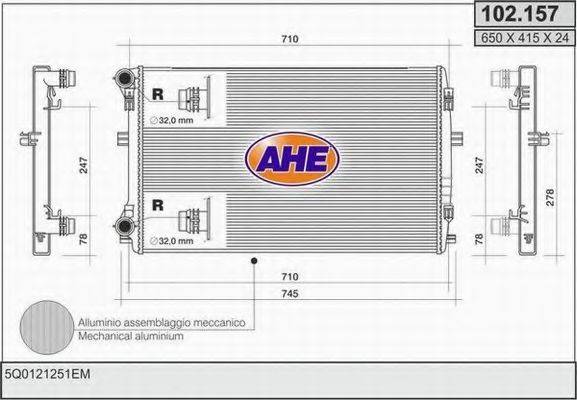 AHE 102157 Радіатор, охолодження двигуна