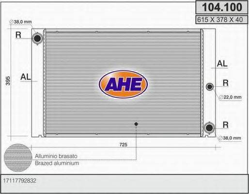 AHE 104100 Радіатор, охолодження двигуна