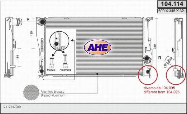 AHE 104114 Радіатор, охолодження двигуна