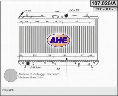 AHE 107026A Радіатор, охолодження двигуна