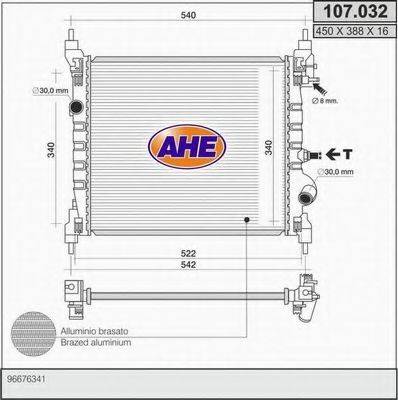 AHE 107032 Радіатор, охолодження двигуна