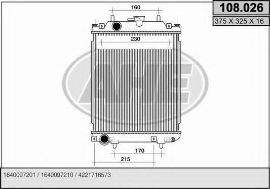 AHE 108026 Радіатор, охолодження двигуна