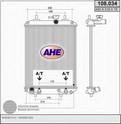 AHE 108034 Радіатор, охолодження двигуна