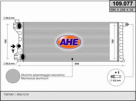 AHE 109077 Радіатор, охолодження двигуна