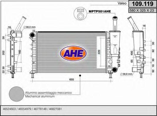 AHE 109119 Радіатор, охолодження двигуна