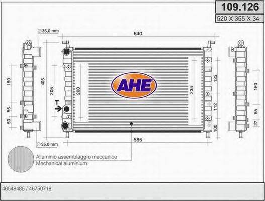 AHE 109126 Радіатор, охолодження двигуна