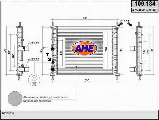 AHE 109134 Радіатор, охолодження двигуна