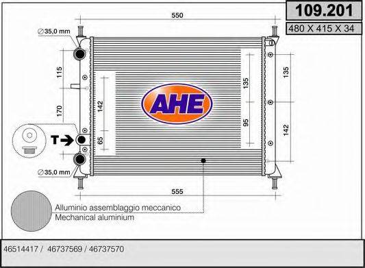 AHE 109201 Радіатор, охолодження двигуна