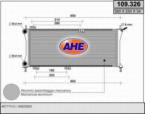 AHE 109326 Радіатор, охолодження двигуна