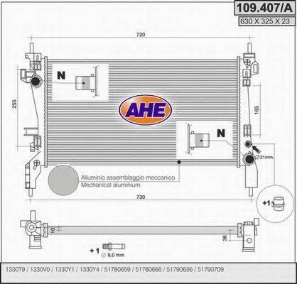 AHE 109407A Радіатор, охолодження двигуна