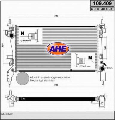 AHE 109409 Радіатор, охолодження двигуна