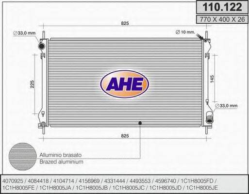 AHE 110122 Радіатор, охолодження двигуна