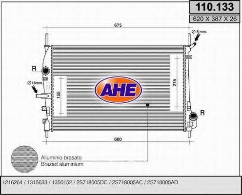 AHE 110133 Радіатор, охолодження двигуна