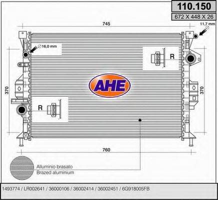 AHE 110150 Радіатор, охолодження двигуна