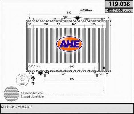 AHE 119038 Радіатор, охолодження двигуна