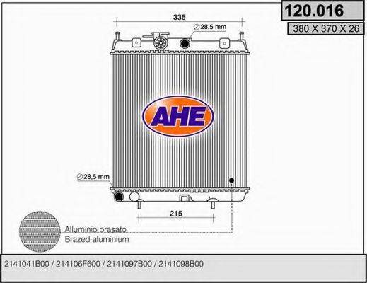 AHE 120016 Радіатор, охолодження двигуна