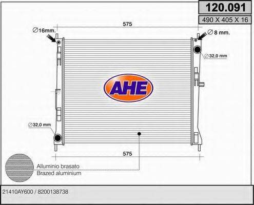 AHE 120091 Радіатор, охолодження двигуна