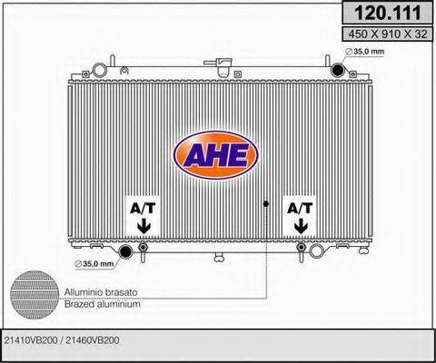 AHE 120111 Радіатор, охолодження двигуна