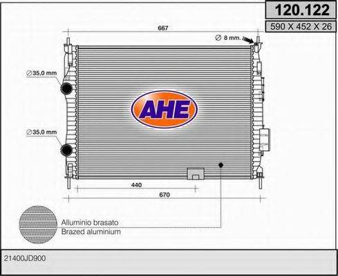 AHE 120122 Радіатор, охолодження двигуна