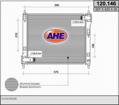 AHE 120146 Радіатор, охолодження двигуна