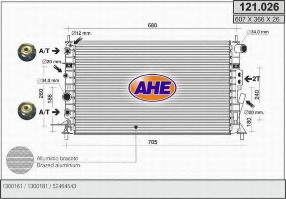 AHE 121026 Радіатор, охолодження двигуна