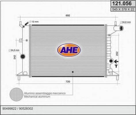 AHE 121056 Радіатор, охолодження двигуна