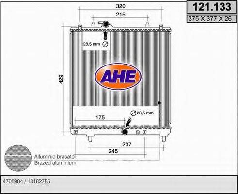 AHE 121133 Радіатор, охолодження двигуна